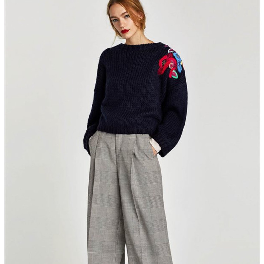 Zara Floral Embroidered Sweater Gem